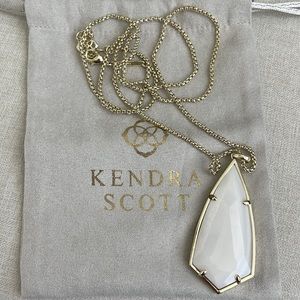 Kendra Scott Olivia Gold Long Pendant Necklace w/ White Stone